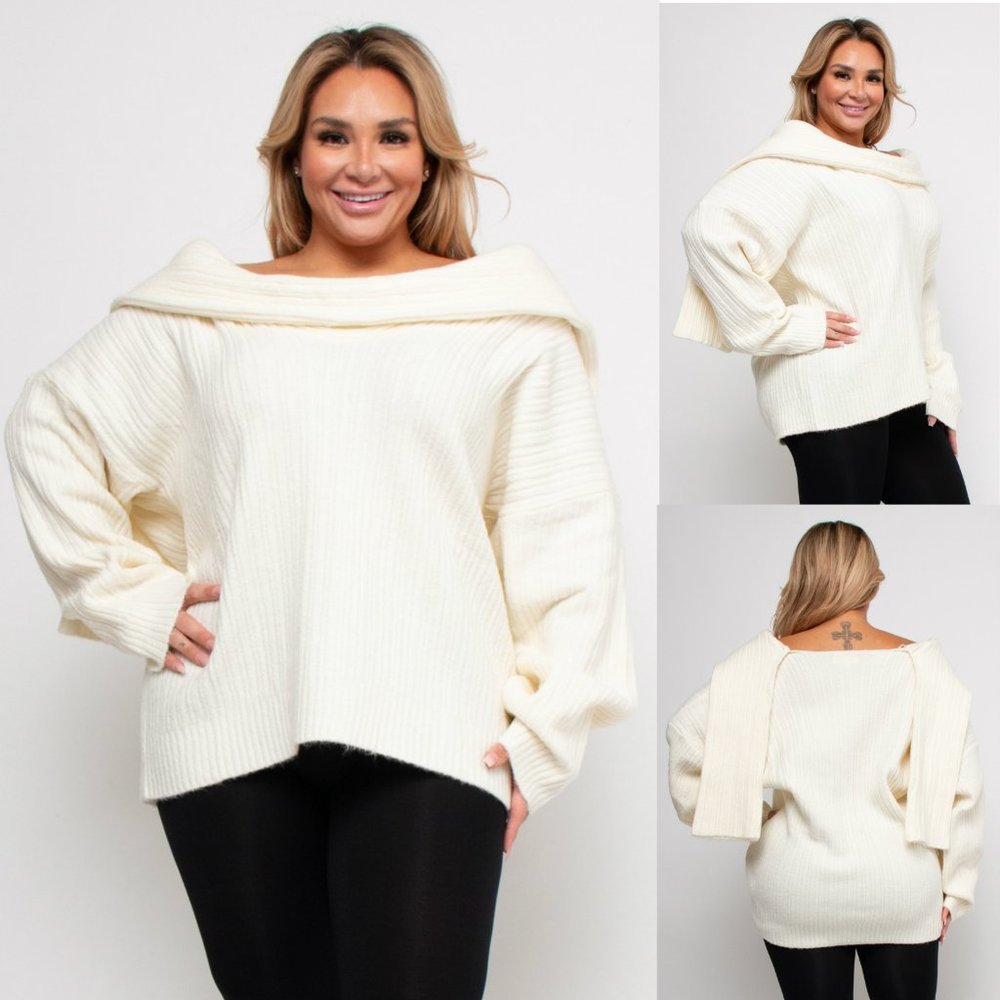NWT NET.153 ULTRA thick and warm Plus Size sweater, 1X/2X, 2X/3X ,Ivory